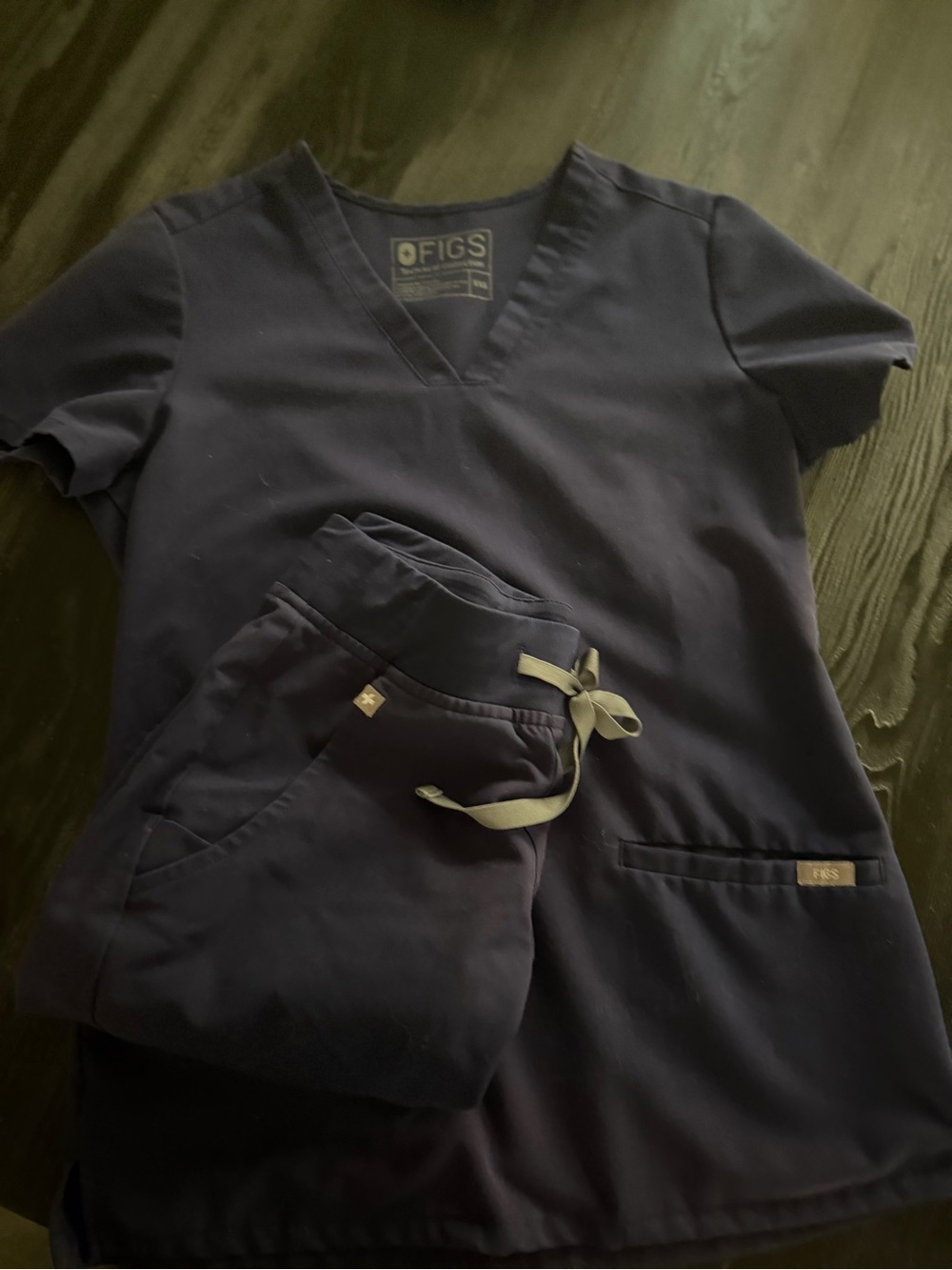 Figs Navy Medical Scrub Set with Drawstring Pants